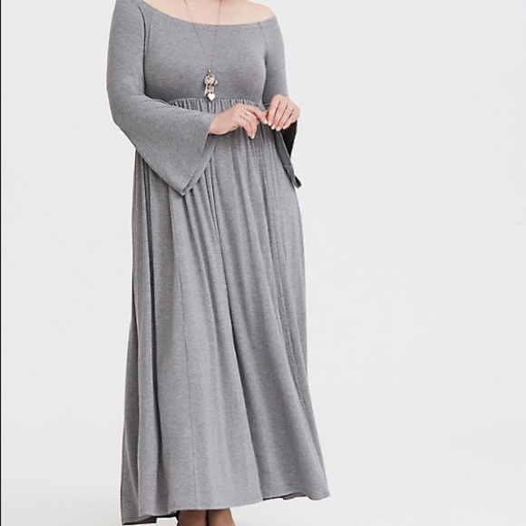torrid Dresses & Skirts - - Torrid  GREY OFF SHOULDER JERSEY MAXI DRESS